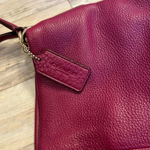 Coach Madison Pheobe Shoulder Bag in Pebbled Cranberry/Raspberry Leather - Picture 7 of 16